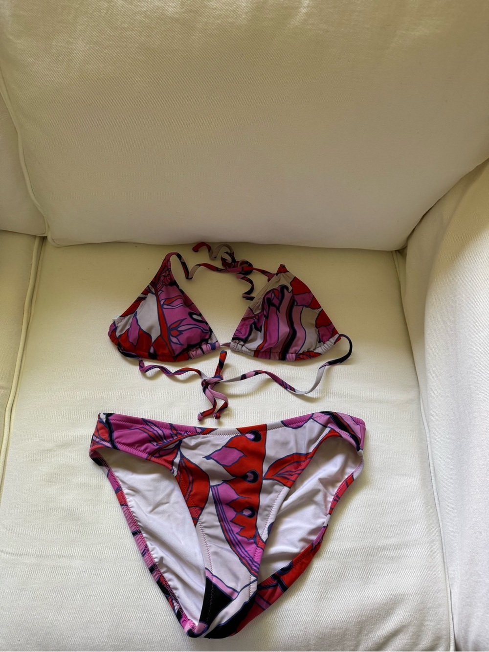 J. Crew Multi-Color Floral Triangle Bikini Set Size L